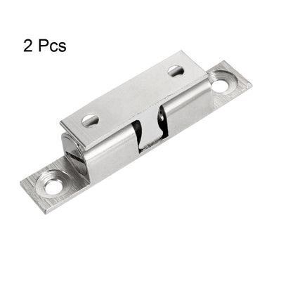 Harfington Uxcell 2pcs Cabinet Door Closet Brass Double Ball Catch Tension Latch 60mm Length Silver Tone