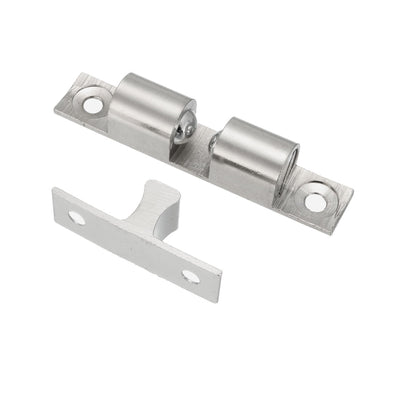 Harfington Uxcell 2pcs Cabinet Door Closet Brass Double Ball Catch Tension Latch 60mm Length Silver Tone