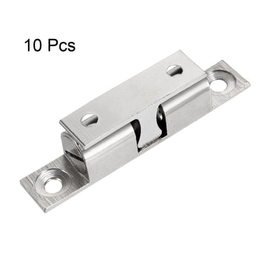 Harfington Uxcell 10pcs Cabinet Door Closet Brass Double Ball Catch Tension Latch 60mm Length Silver Tone