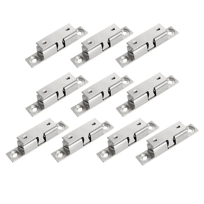 Harfington Uxcell 10pcs Cabinet Door Closet Brass Double Ball Catch Tension Latch 60mm Length Silver Tone