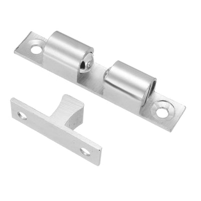 Harfington Uxcell Cabinet Door Closet Brass Double Ball Catch Tension Latch 70mmL Silver Tone