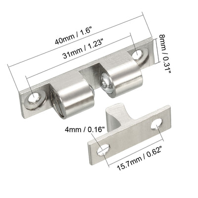 Harfington Uxcell 5pcs Cabinet Door Closet Brass Double Ball Catch Tension Latch 40mmL Silver Tone