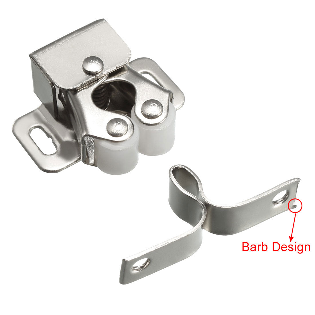 uxcell Uxcell Cabinet Closet Door Double Roller Catch Ball Latch with Prong Hardware, Silver