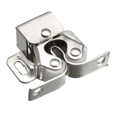 Harfington Uxcell Cabinet Closet Door Double Roller Catch Ball Latch with Prong Hardware, Silver