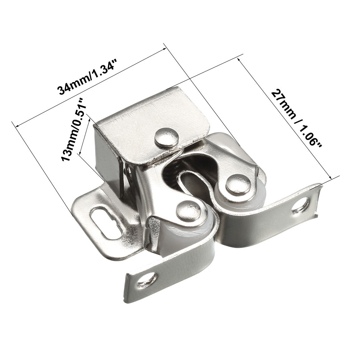 uxcell Uxcell Cabinet Door Double Roller Catch Ball Latch with Prong Hardware, Silver 2pcs