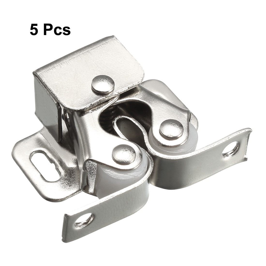 uxcell Uxcell Cabinet Door Double Roller Catch Ball Latch with Prong Hardware, Silver 5pcs