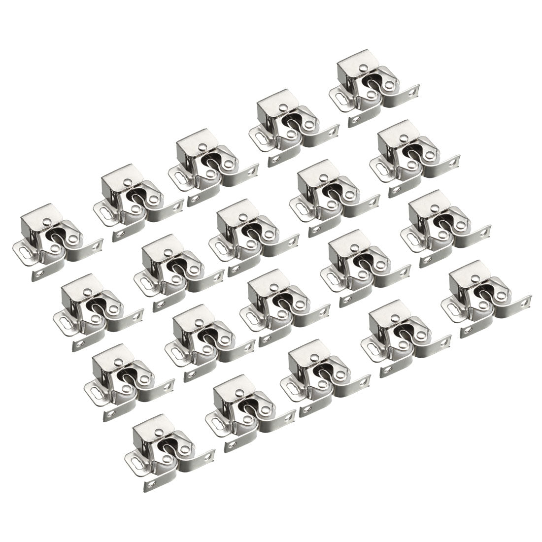 uxcell Uxcell Cabinet Door Double Roller Catch Ball Latch with Prong Hardware, Silver 20pcs