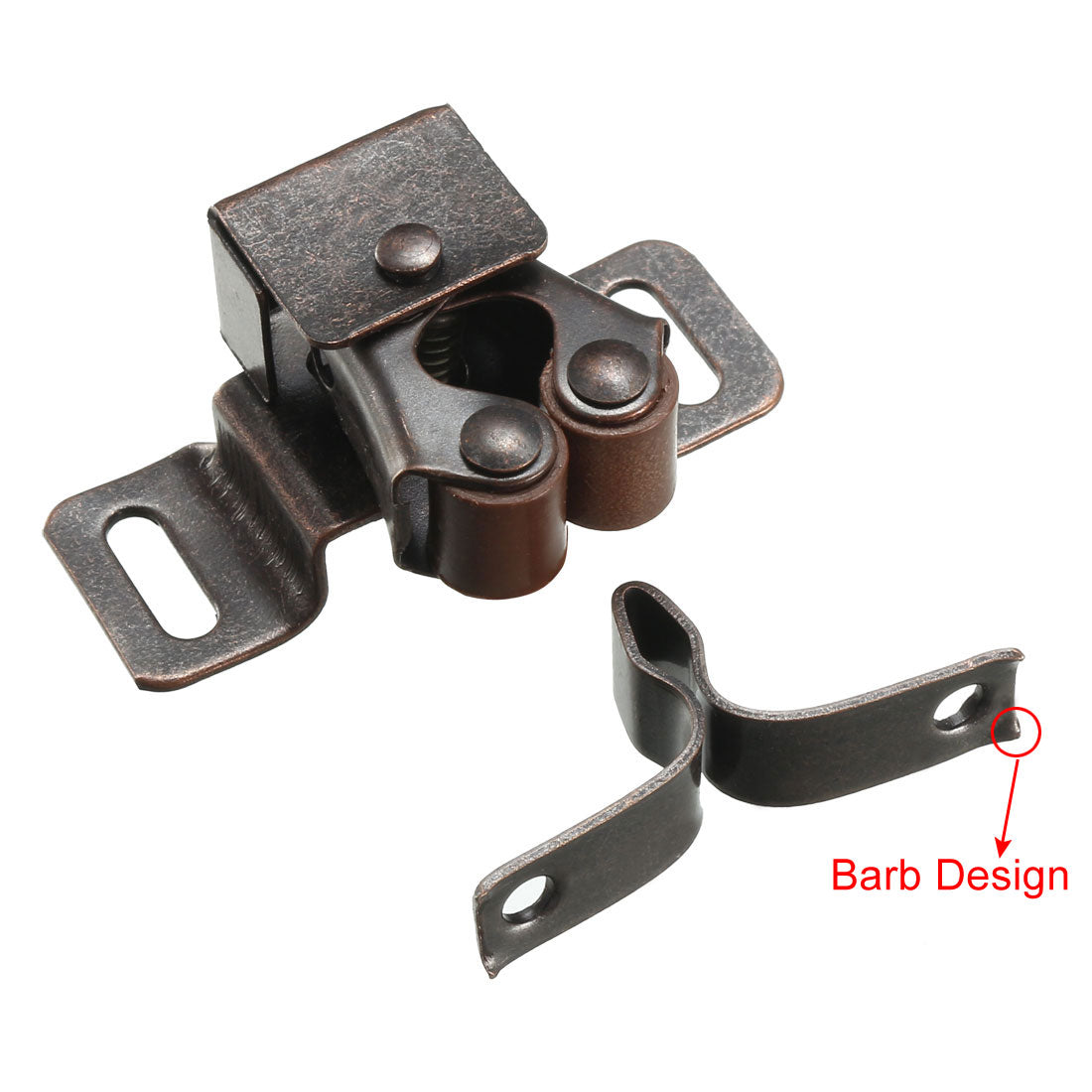 uxcell Uxcell Retro Cabinet Door Double Roller Catch Ball Latch with Prong Hardware Copper Tone 2pcs