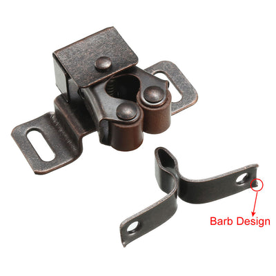 Harfington Uxcell Retro Cabinet Door Double Roller Catch Ball Latch with Prong Hardware Copper Tone 2pcs