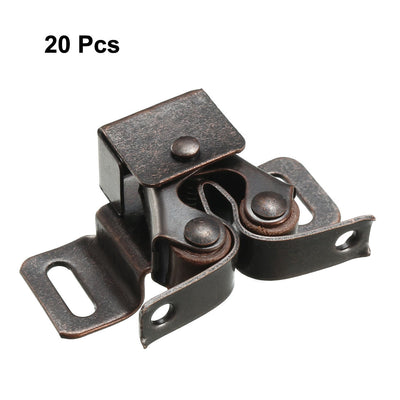 Harfington Uxcell Retro Cabinet Door Double Roller Catch Ball Latch with Prong Hardware Copper Tone 20pcs