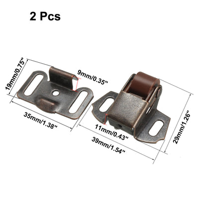 Harfington Uxcell Retro Cabinet Wardrobe Door Single Roller Catch Ball Latch Hardware Copper Tone 2pcs