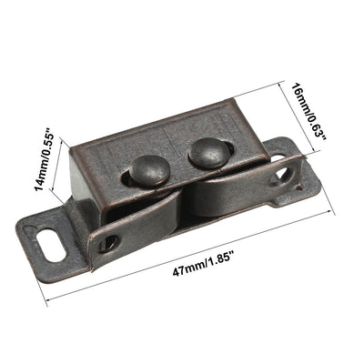 Harfington Uxcell Retro Wardrobe Door Iron Double Ball Roller Catch Latch, Copper Tone 2pcs