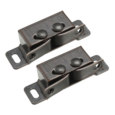 Harfington Uxcell Retro Wardrobe Door Iron Double Ball Roller Catch Latch, Copper Tone 2pcs