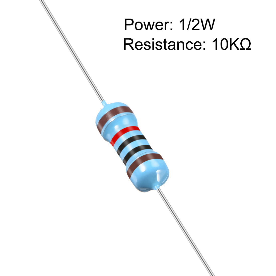 uxcell Uxcell 1/2W 10K Ohm Metal Film Resistors 0.5W 1% Tolerances 5 Color Bands  50Pcs