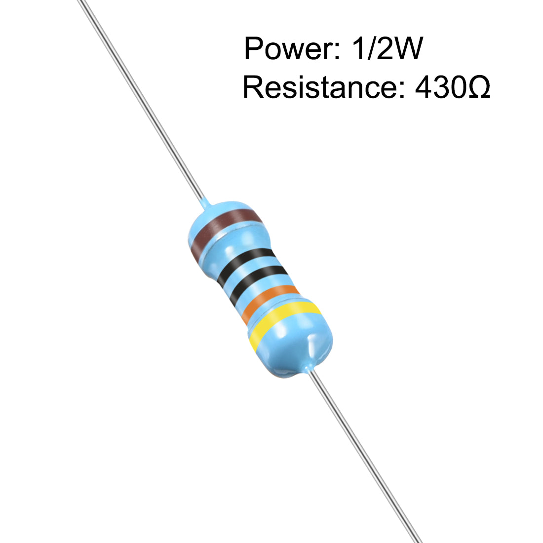 uxcell Uxcell 1/2W 430 Ohm Metal Film Resistors 0.5W 1% Tolerances 5 Color Bands 100Pcs