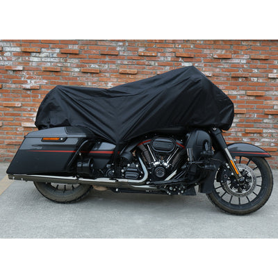 Harfington Motorcycle Cover Lightweight Half Cover Outdoor Waterproof Rain Dust Protector Black XL for Most Full Dress Touring Cruiser