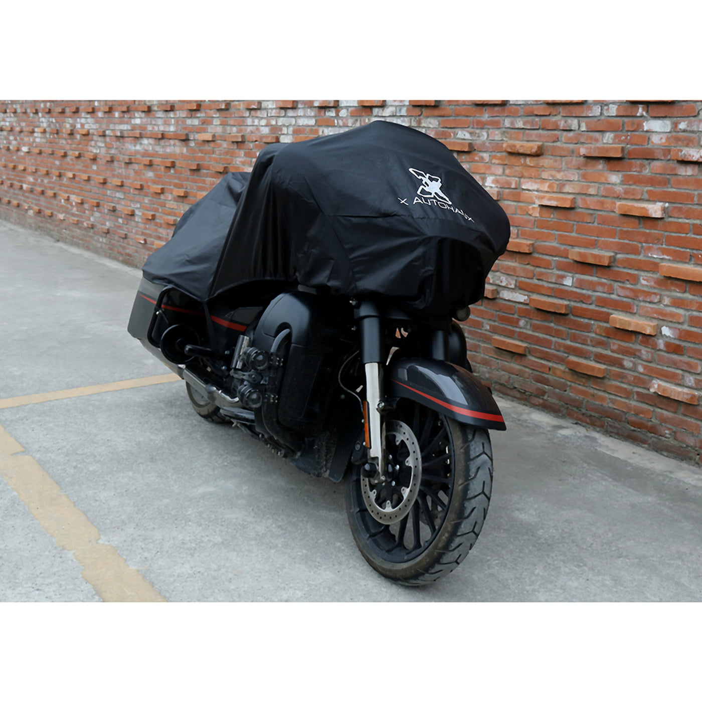 X AUTOHAUX Motorcycle Cover Lightweight Half Cover Outdoor Waterproof Rain Dust Protector Black XL for Most Full Dress Touring Cruiser