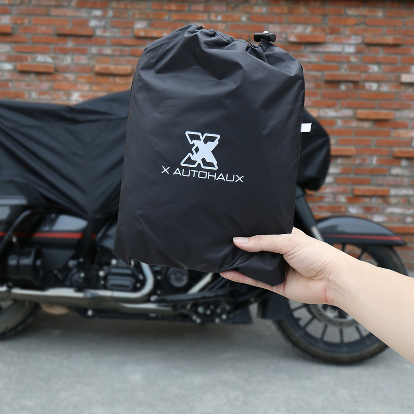 X AUTOHAUX Motorcycle Cover Lightweight Half Cover Outdoor Waterproof Rain Dust Protector Black XL for Most Full Dress Touring Cruiser