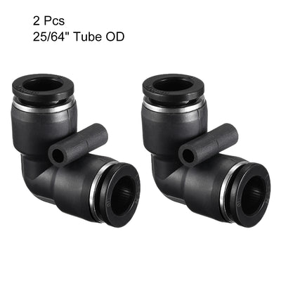 Harfington Uxcell Plastic Elbow Push to Connect Tube Fitting 10mm Tube OD Black 2pcs