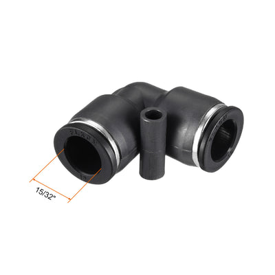 Harfington Uxcell Plastic Elbow Push to Connect Tube Fitting 12mm Tube OD Black 2pcs