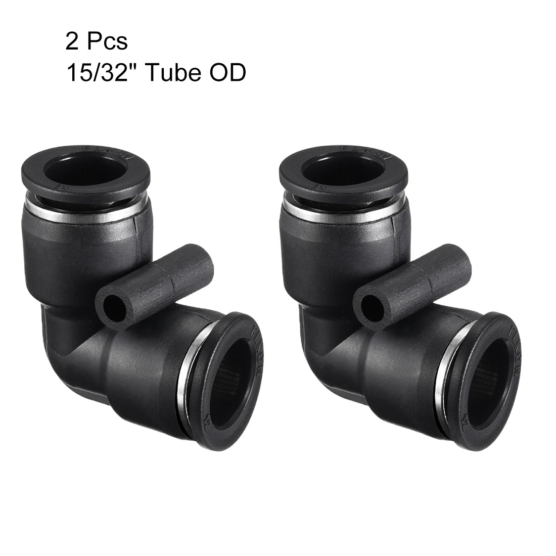 uxcell Uxcell Plastic Elbow Push to Connect Tube Fitting 12mm Tube OD Black 2pcs