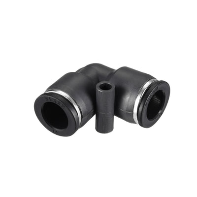 Harfington Uxcell Plastic Elbow Push to Connect Tube Fitting 12mm Tube OD Black 2pcs