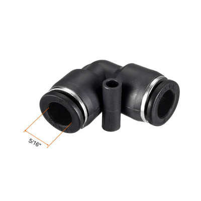 Harfington Uxcell Plastic Elbow Push to Connect Tube Fitting 8mm Tube OD Black 2pcs