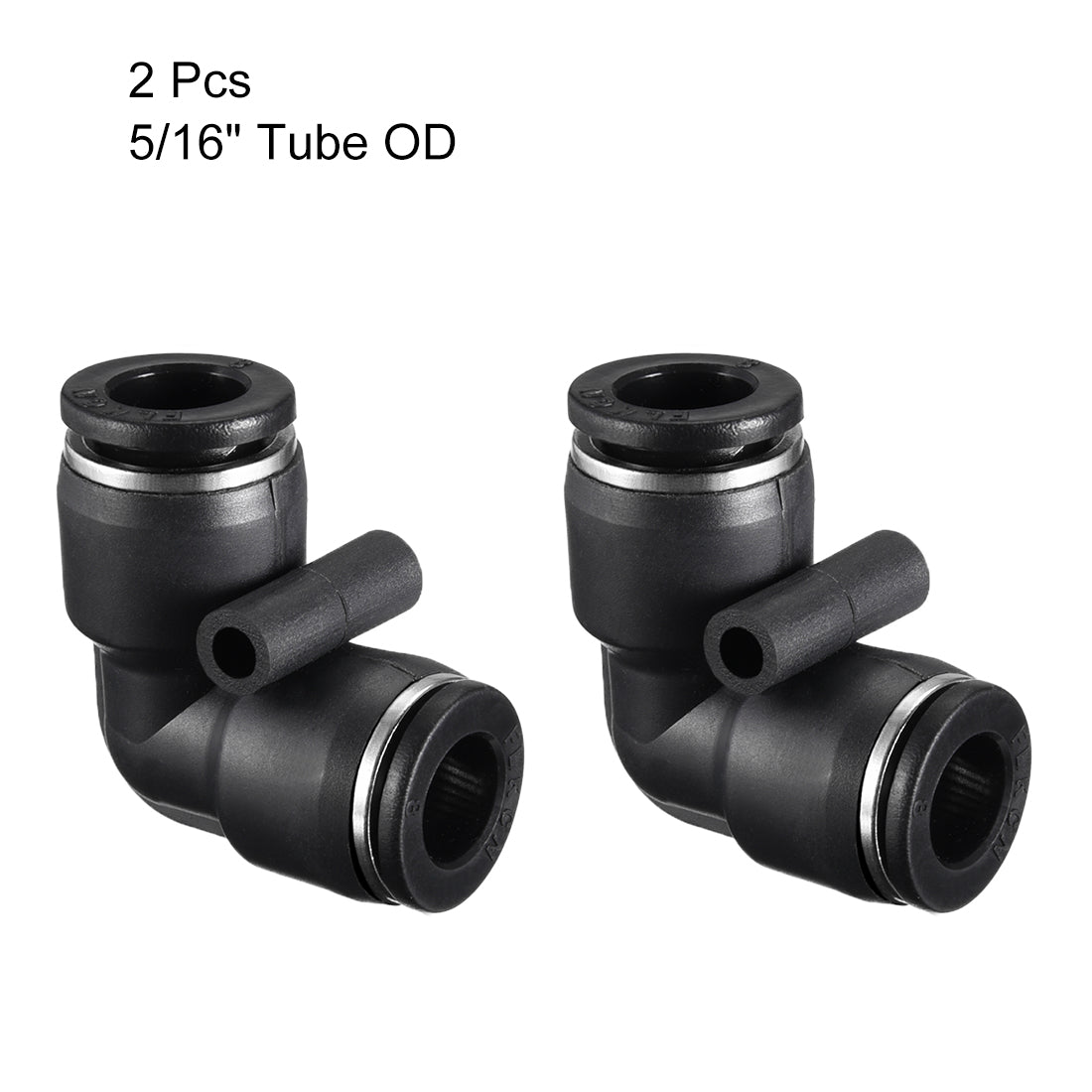 uxcell Uxcell Plastic Elbow Push to Connect Tube Fitting 8mm Tube OD Black 2pcs