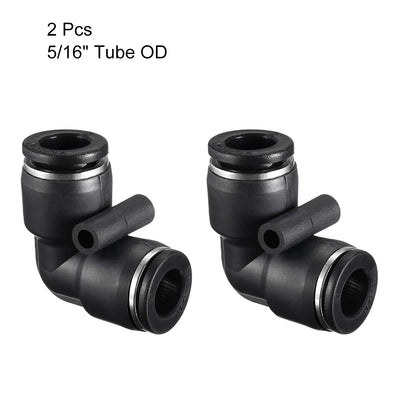 Harfington Uxcell Plastic Elbow Push to Connect Tube Fitting 8mm Tube OD Black 2pcs