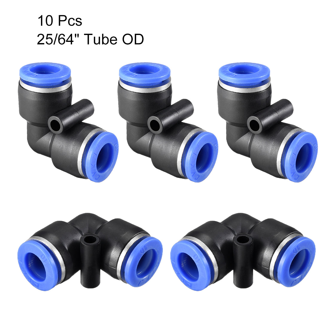 uxcell Uxcell Plastic Elbow Push to Connect Tube Fitting 10mm Tube OD Blue 10pcs