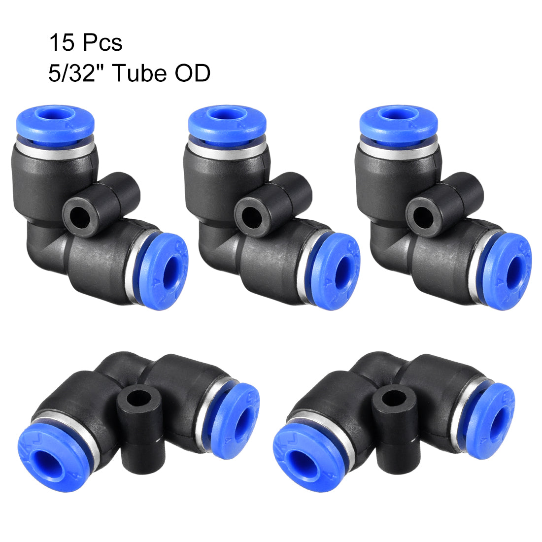 uxcell Uxcell Plastic Elbow Push to Connect Tube Fitting 4mm Tube OD Blue 15pcs