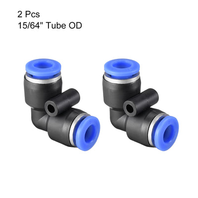 Harfington Uxcell Plastic Elbow Push to Connect Tube Fitting 6mm Tube OD Blue 2pcs