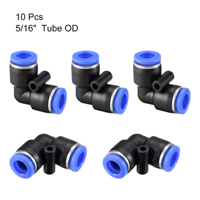 Harfington Uxcell Plastic Elbow Push to Connect Tube Fitting 8mm Tube OD Blue 10pcs