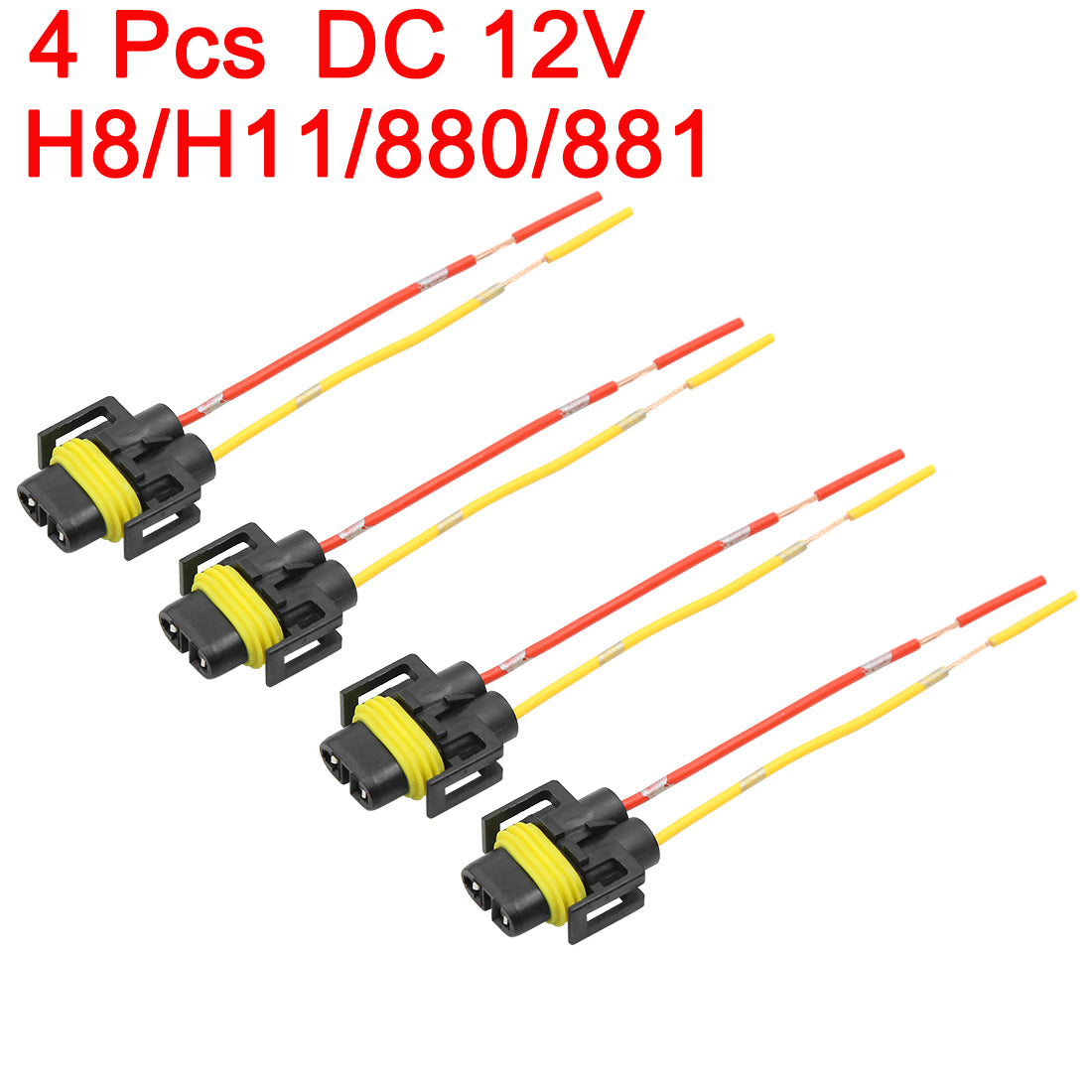 uxcell Uxcell 4Pcs DC 12V H8 H11 880 881 Light Bulb Wire Harness Socket Extension Connector