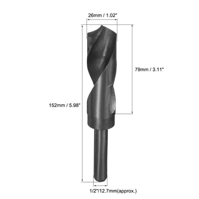 Harfington Uxcell 26mm Drill Bit HSS 9341 Black Oxide with 1/2 Inch Straight Reduced Shank