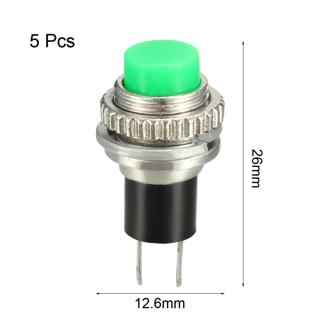 uxcell Uxcell 10mm Mounting Hole Green Momentary Push Button Switch SPST NO 5pcs