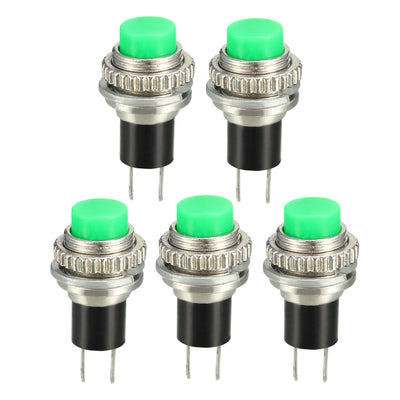 Harfington Uxcell 10mm Mounting Hole Green Momentary Push Button Switch SPST NO 5pcs