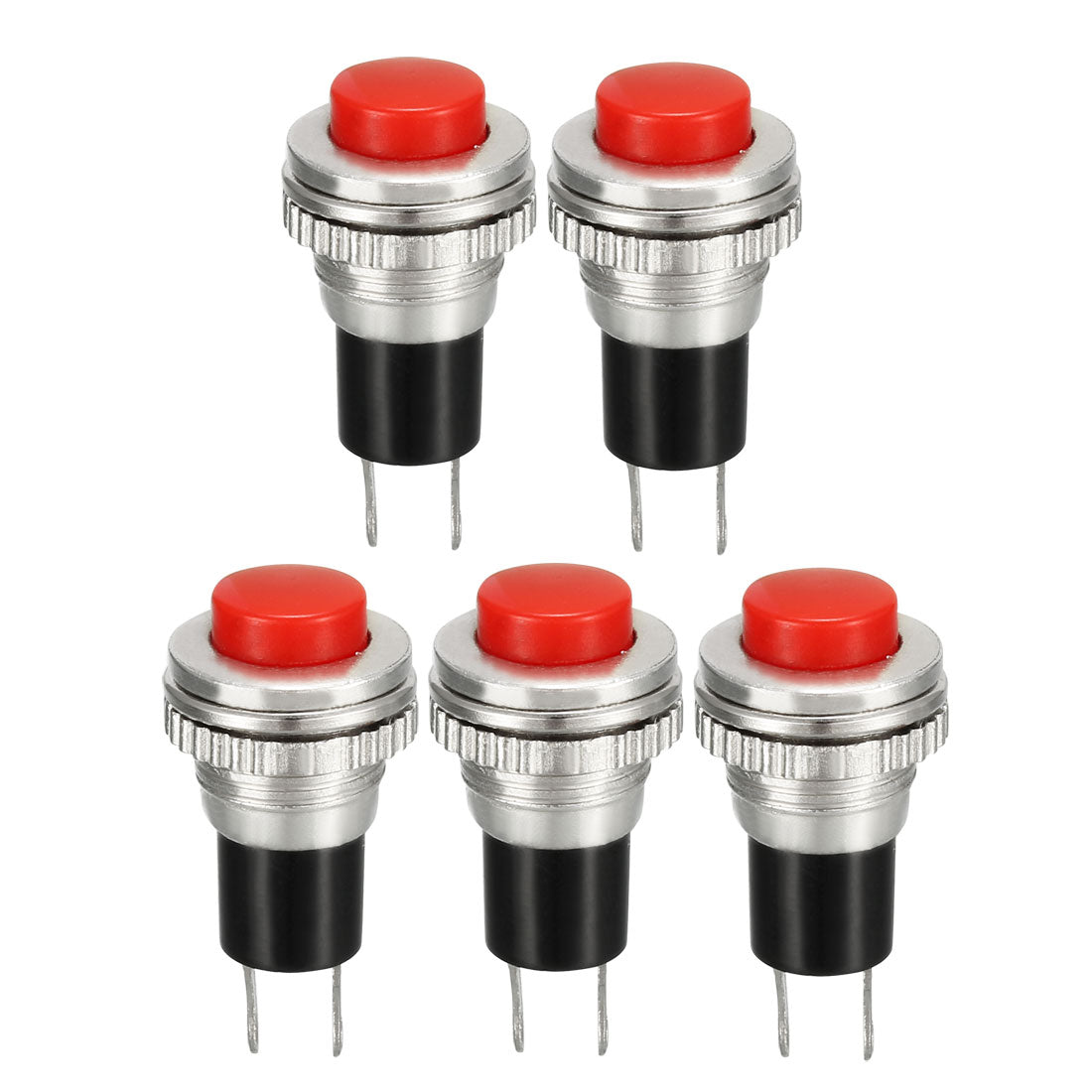 uxcell Uxcell 10mm Mounting  Red Momentary Push Button Switch SPST NO 5pcs