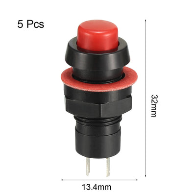 Harfington Uxcell 10mm Mounting Hole Red Latching Push Button Switch SPST NO 5pcs