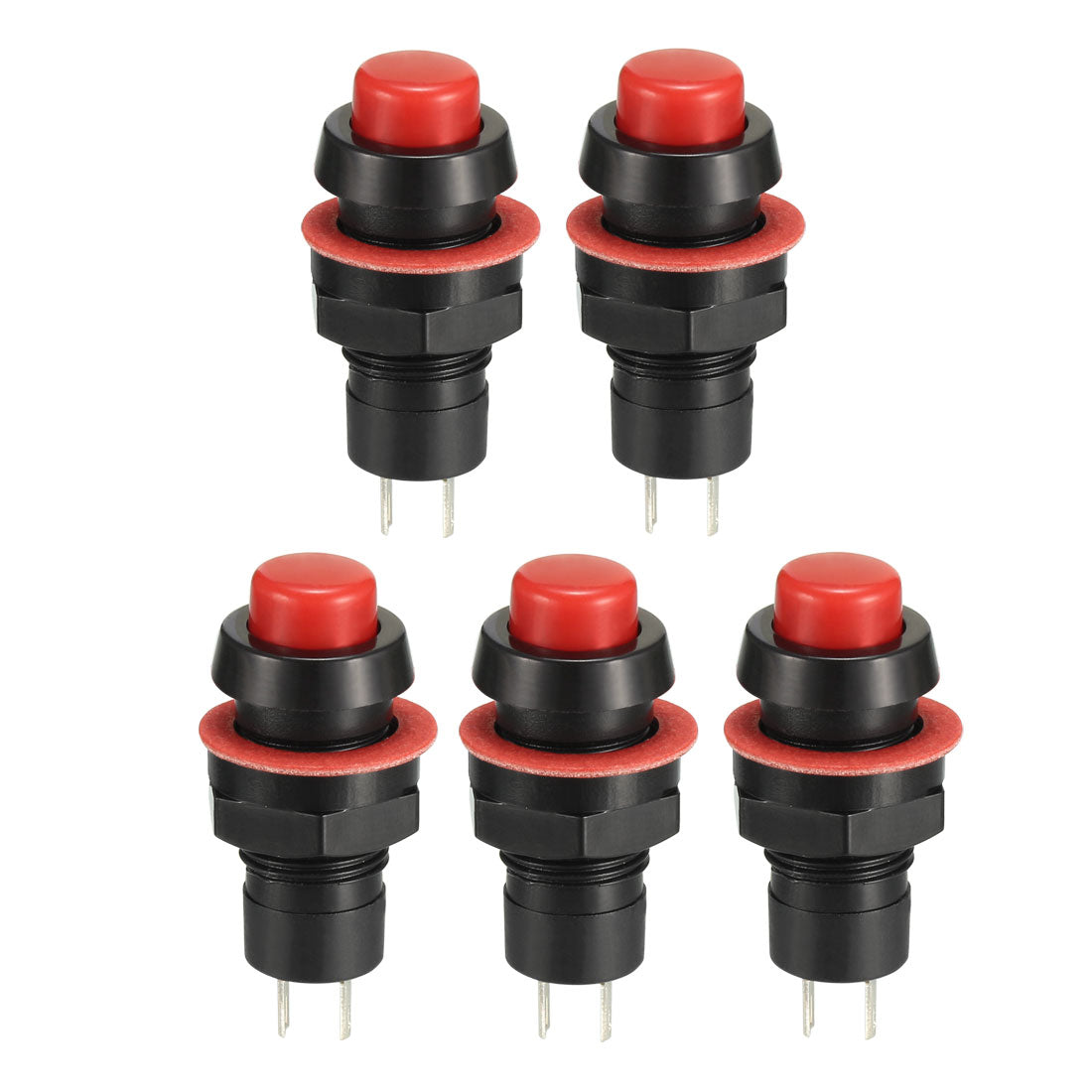 uxcell Uxcell 10mm Mounting Hole Red Latching Push Button Switch SPST NO 5pcs