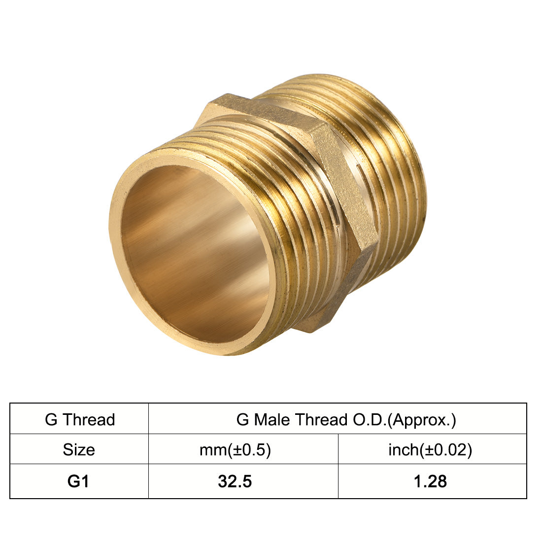 uxcell Uxcell Brass Pipe Fitting, G1 x G1 Male Thread Pipe Brass Fitting Gold Tone