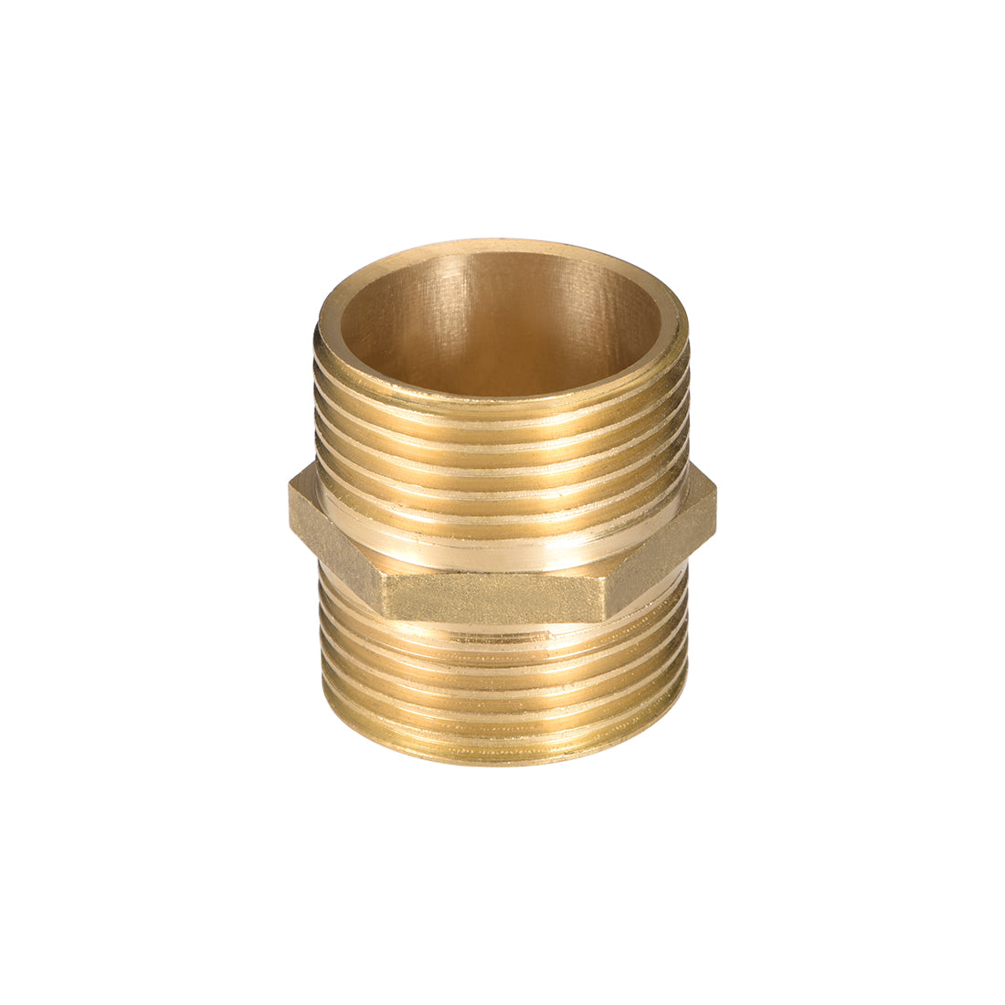 uxcell Uxcell Brass Pipe Fitting, G1 x G1 Male Thread Pipe Brass Fitting Gold Tone