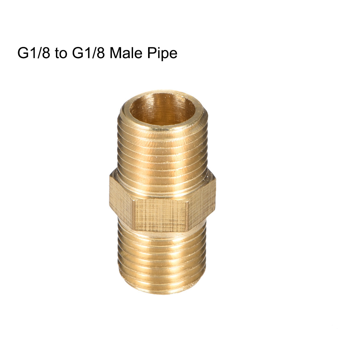 uxcell Uxcell Brass Pipe Fitting Hex G1/8 x G1/8 Male Thread Pipe Brass Fitting