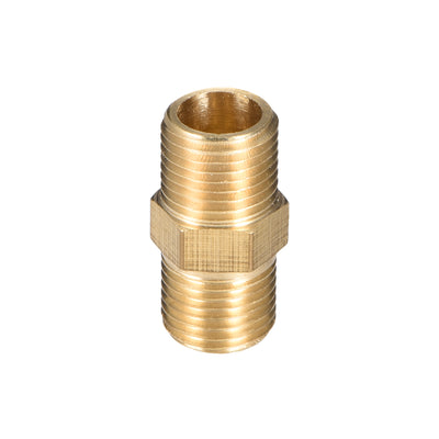 Harfington Uxcell Brass Pipe Fitting Hex G1/8 x G1/8 Male Thread Pipe Brass Fitting