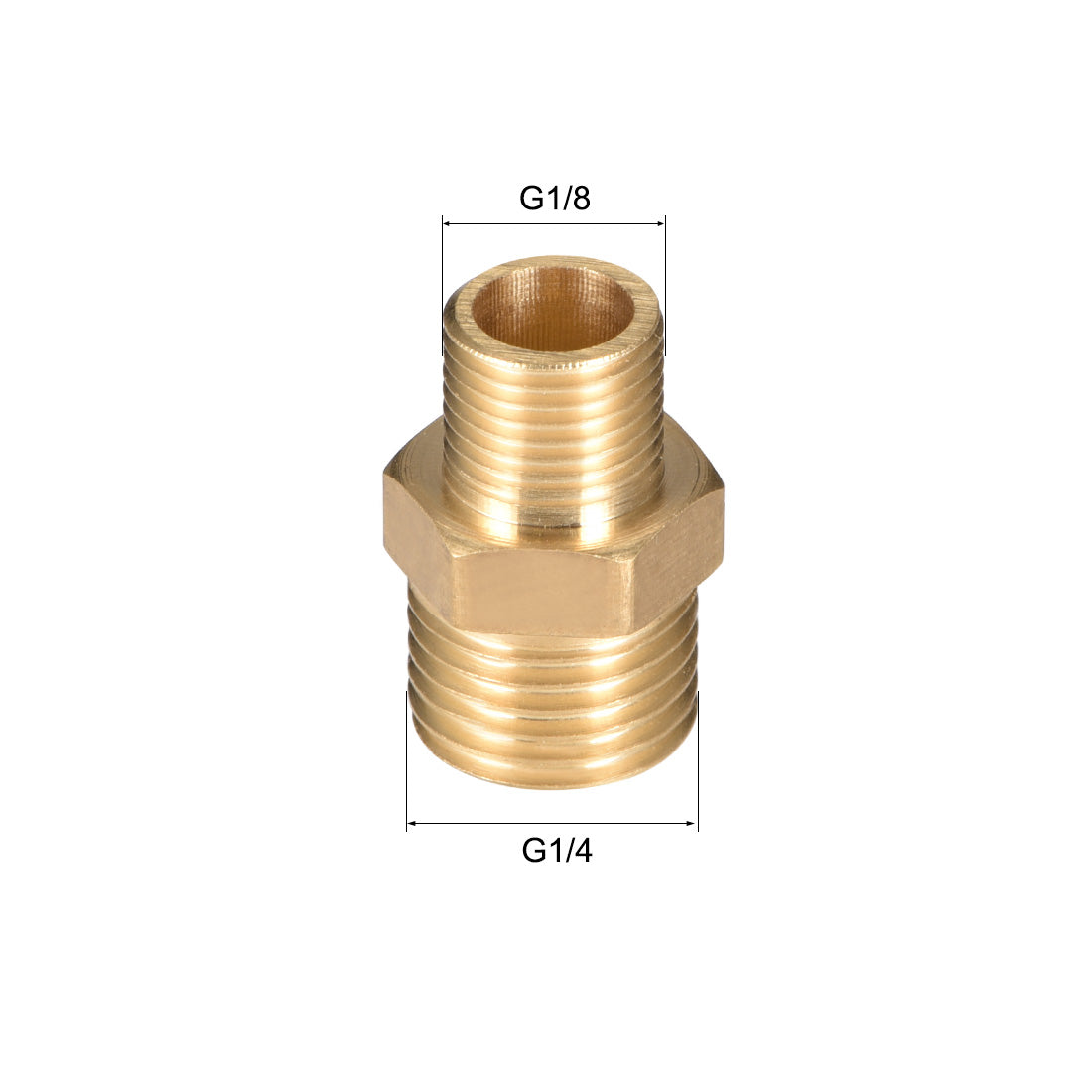 uxcell Uxcell Brass Pipe Fitting Reducing Hex G1/4 x G1/8 Male Pipe Brass Fitting 2pcs