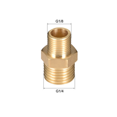 Harfington Uxcell Brass Pipe Fitting Reducing Hex G1/4 x G1/8 Male Pipe Brass Fitting 2pcs