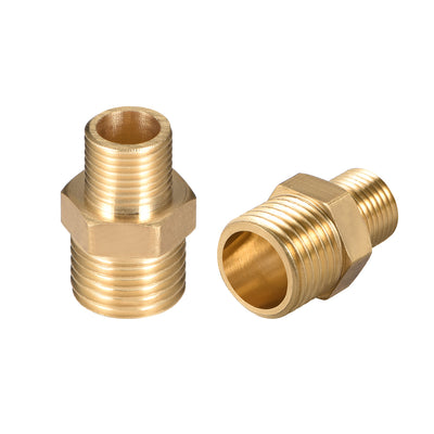 Harfington Uxcell Brass Pipe Fitting Reducing Hex G1/4 x G1/8 Male Pipe Brass Fitting 2pcs