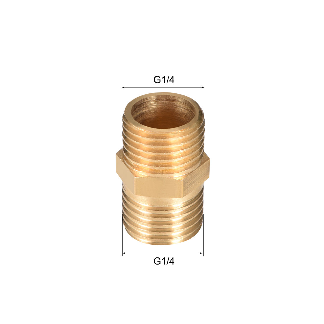 uxcell Uxcell Brass Pipe Fitting Hex G1/4 x G1/4 Male Thread Pipe Brass Fitting 4pcs