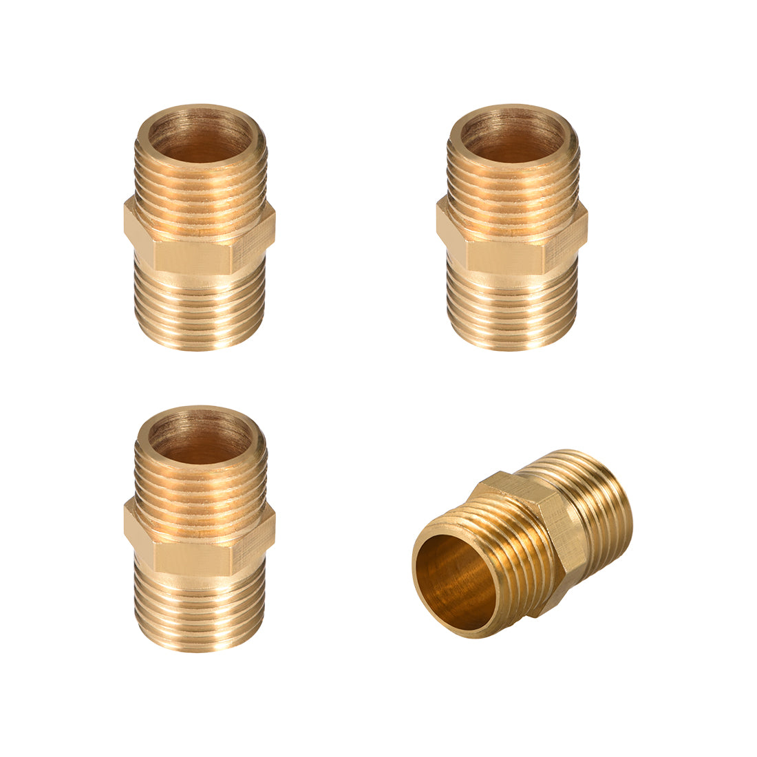 Uxcell Brass Pipe Fitting Hex G1/4 x G1/4 Male Thread Pipe Brass ...