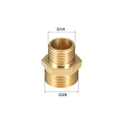 Harfington Uxcell Brass Pipe Fitting Reducing Hex G1/4 x G3/8 Male Pipe Brass Fitting